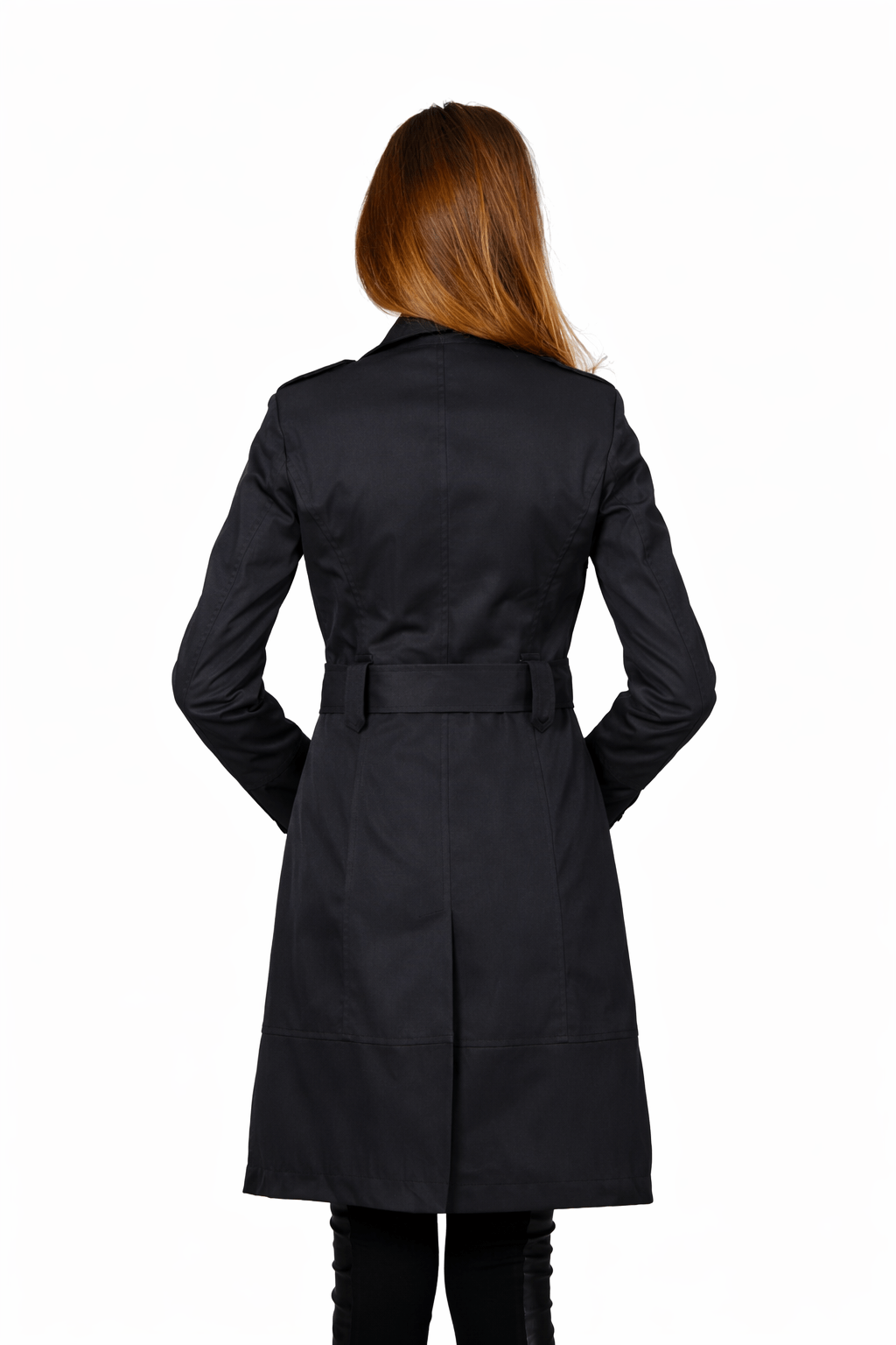 Trench damă Be You din bumbac și poliester cu cordon în talie, vedere spate